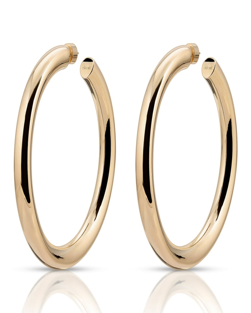 Front of a size one-size-fits-all 2.5" Ryan Hoops Gold in Gold by Eklexic. | dia_product_style_image_id:285298
